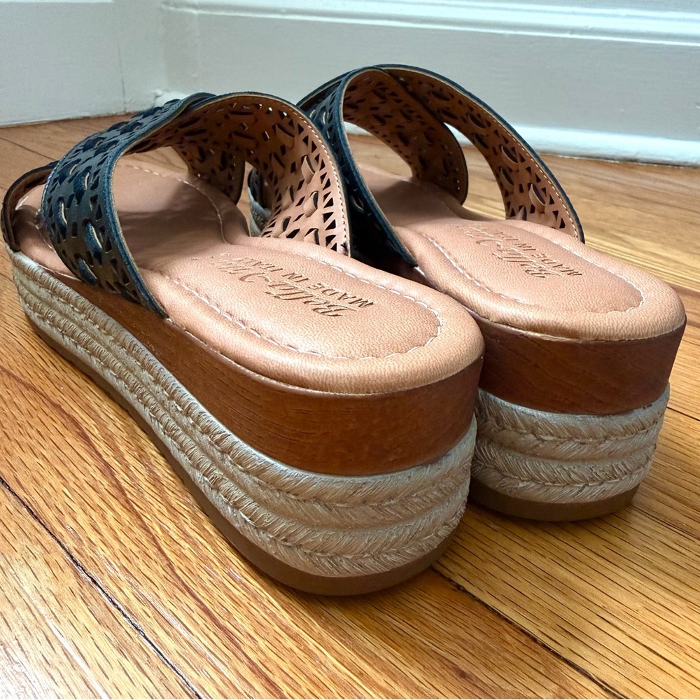 Bella Vita Exa-Italy Platform Wedge Black Leather Crisscross Sandal 8.5 - Picture 5 of 14